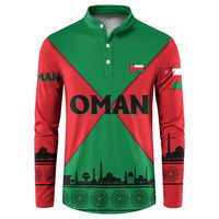 Oman Button Sweatshirt with National Flag Colors and Crossed Khanjar Emblem Design
