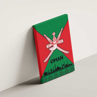 Oman Canvas Wall Art with National Flag Colors and Crossed Khanjar Emblem Design