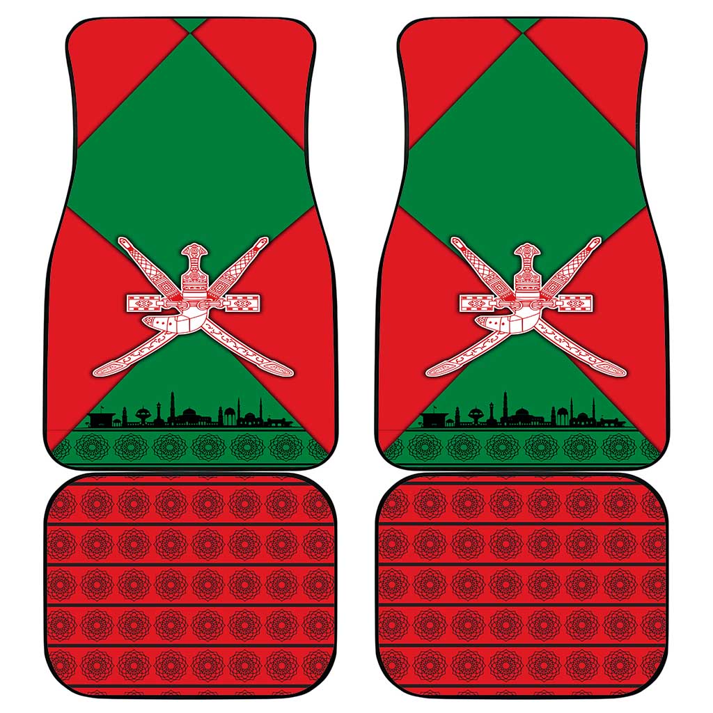 Oman Car Mats with National Flag Colors and Crossed Khanjar Emblem Design