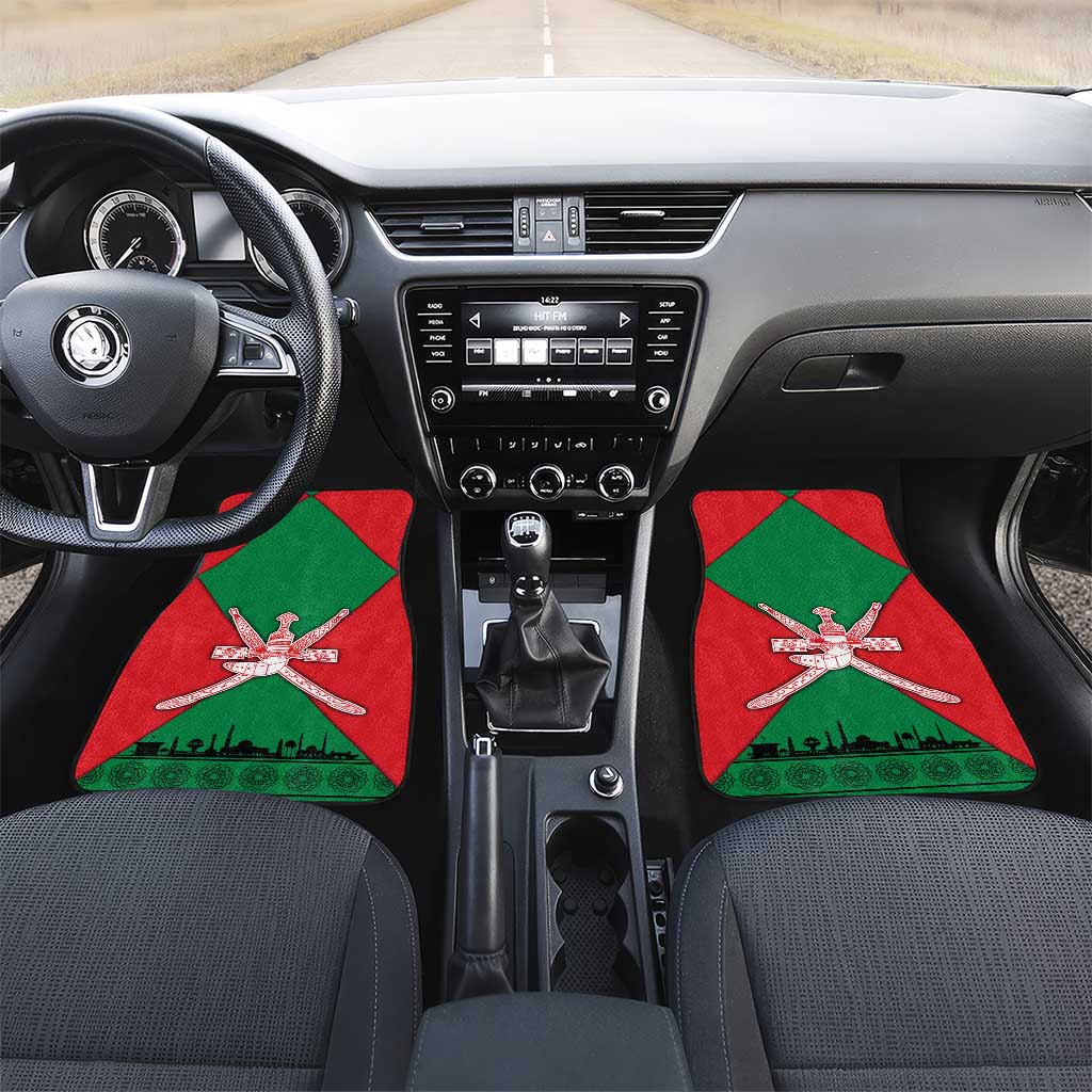 Oman Car Mats with National Flag Colors and Crossed Khanjar Emblem Design
