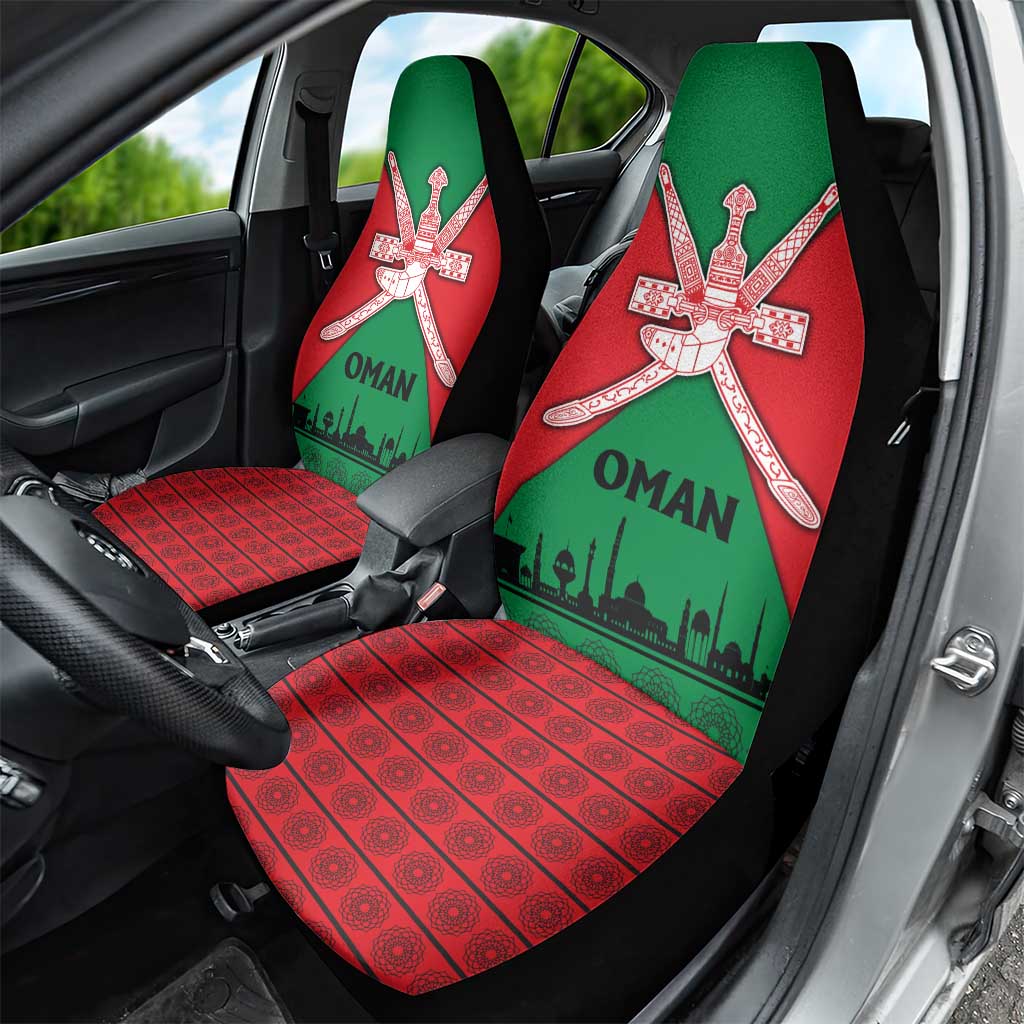 Oman Car Seat Cover with National Flag Colors and Crossed Khanjar Emblem Design