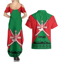 Oman Couples Matching Summer Maxi Dress and Hawaiian Shirt with National Flag Colors and Crossed Khanjar Emblem Design