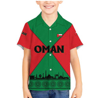 Oman Family Matching Mermaid Dress and Hawaiian Shirt with National Flag Colors and Crossed Khanjar Emblem Design