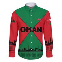 Oman Family Matching Off The Shoulder Long Sleeve Dress and Hawaiian Shirt with National Flag Colors and Crossed Khanjar Emblem Design