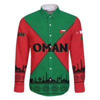 Oman Family Matching Off Shoulder Maxi Dress and Hawaiian Shirt with National Flag Colors and Crossed Khanjar Emblem Design