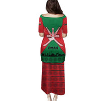 Oman Family Matching Puletasi and Hawaiian Shirt with National Flag Colors and Crossed Khanjar Emblem Design