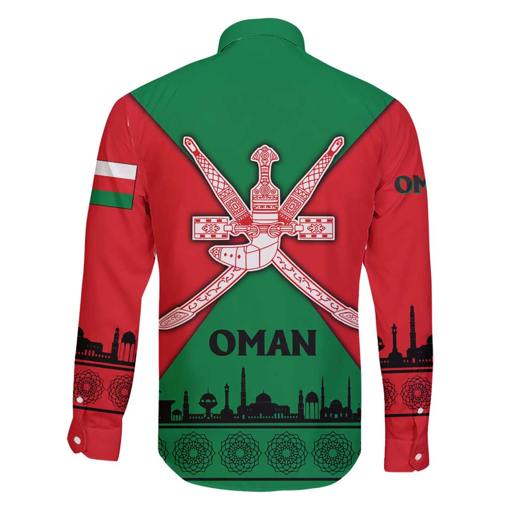 Oman Family Matching Short Sleeve Bodycon Dress and Hawaiian Shirt with National Flag Colors and Crossed Khanjar Emblem Design