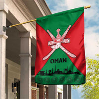 Oman Garden Flag with National Flag Colors and Crossed Khanjar Emblem Design