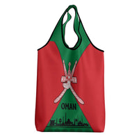 Oman Grocery Bag with National Flag Colors and Crossed Khanjar Emblem Design