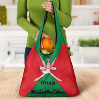 Oman Grocery Bag with National Flag Colors and Crossed Khanjar Emblem Design