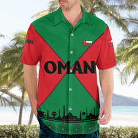 Oman Hawaiian Shirt with National Flag Colors and Crossed Khanjar Emblem Design