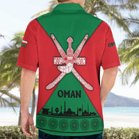 Oman Hawaiian Shirt with National Flag Colors and Crossed Khanjar Emblem Design