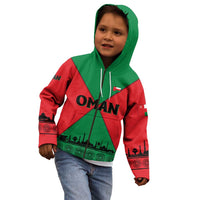 Oman Kid Hoodie with National Flag Colors and Crossed Khanjar Emblem Design