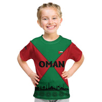 Oman Kid T Shirt with National Flag Colors and Crossed Khanjar Emblem Design