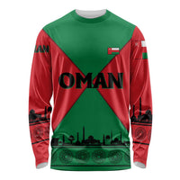 Oman Long Sleeve Shirt with National Flag Colors and Crossed Khanjar Emblem Design