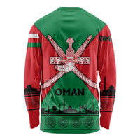 Oman Long Sleeve Shirt with National Flag Colors and Crossed Khanjar Emblem Design