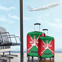 Oman Luggage Cover with National Flag Colors and Crossed Khanjar Emblem Design