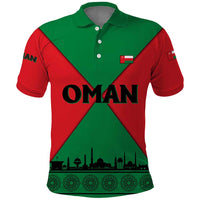 Oman Polo Shirt with National Flag Colors and Crossed Khanjar Emblem Design