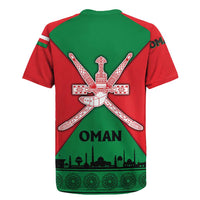 Oman Rugby Jersey with National Flag Colors and Crossed Khanjar Emblem Design