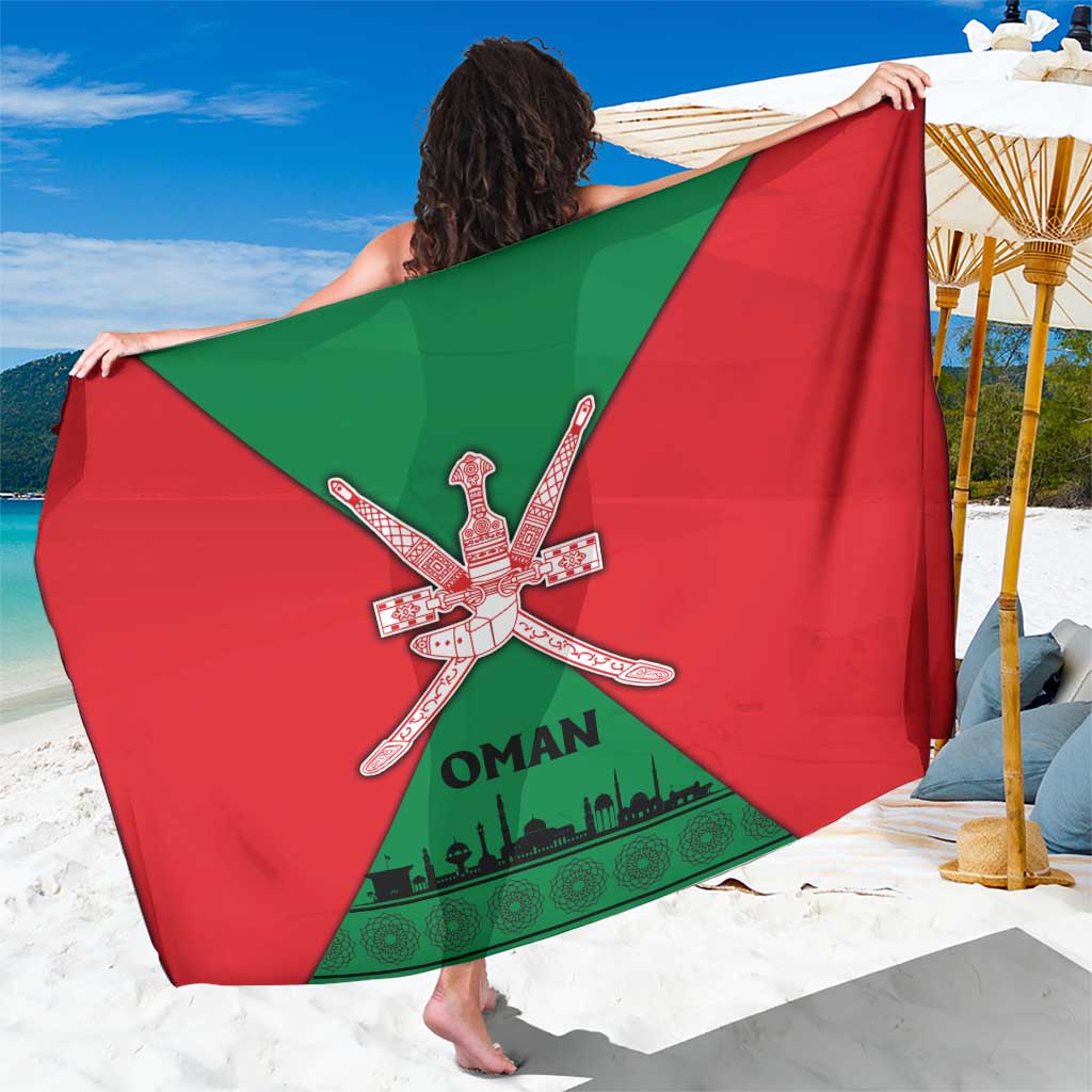 Oman Sarong with National Flag Colors and Crossed Khanjar Emblem Design