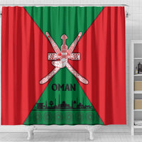Oman Shower Curtain with National Flag Colors and Crossed Khanjar Emblem Design
