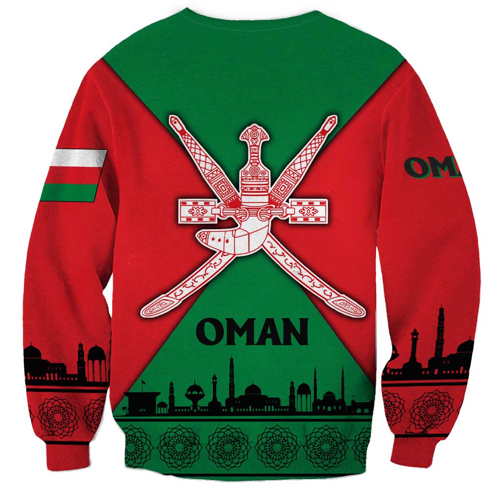 Oman Sweatshirt with National Flag Colors and Crossed Khanjar Emblem Design