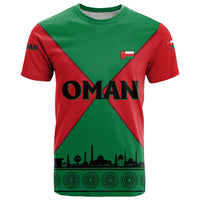 Oman T Shirt with National Flag Colors and Crossed Khanjar Emblem Design