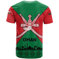 Oman T Shirt with National Flag Colors and Crossed Khanjar Emblem Design
