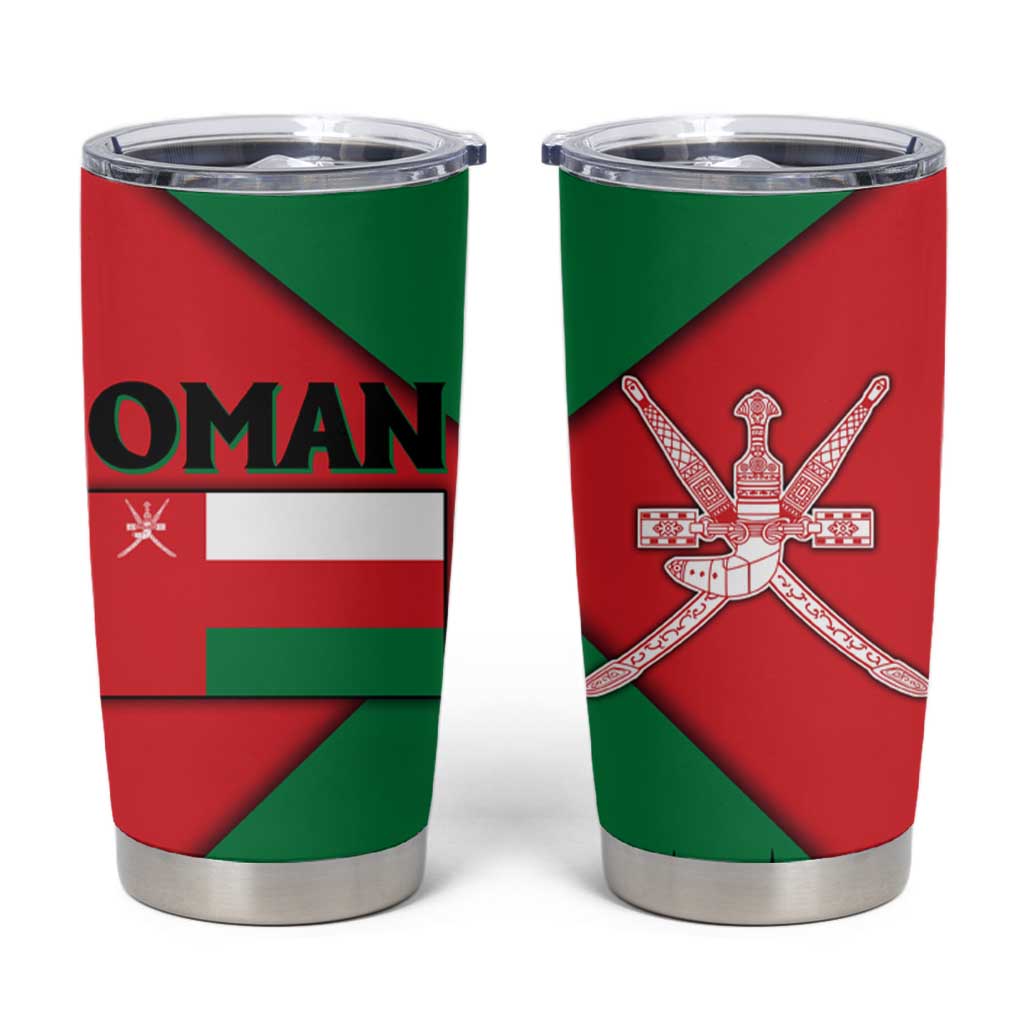 Oman Tumbler Cup with National Flag Colors and Crossed Khanjar Emblem Design