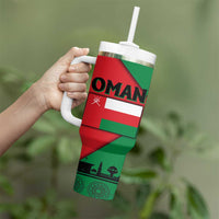 Oman Tumbler With Handle with National Flag Colors and Crossed Khanjar Emblem Design