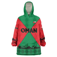 Oman Wearable Blanket Hoodie with National Flag Colors and Crossed Khanjar Emblem Design