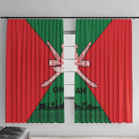 Oman Window Curtain with National Flag Colors and Crossed Khanjar Emblem Design