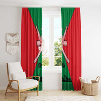 Oman Window Curtain with National Flag Colors and Crossed Khanjar Emblem Design