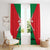 Oman Window Curtain with National Flag Colors and Crossed Khanjar Emblem Design