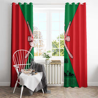 Oman Window Curtain with National Flag Colors and Crossed Khanjar Emblem Design