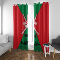 Oman Window Curtain with National Flag Colors and Crossed Khanjar Emblem Design