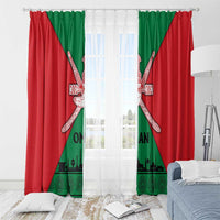 Oman Window Curtain with National Flag Colors and Crossed Khanjar Emblem Design