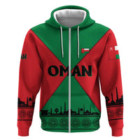 Oman Zip Hoodie with National Flag Colors and Crossed Khanjar Emblem Design