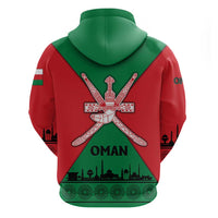 Oman Zip Hoodie with National Flag Colors and Crossed Khanjar Emblem Design