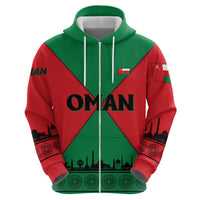 Oman Zip Hoodie with National Flag Colors and Crossed Khanjar Emblem Design