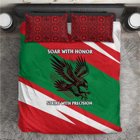 Oman Bedding Set with National Flag Colors and Falcon Soaring Graphic Design