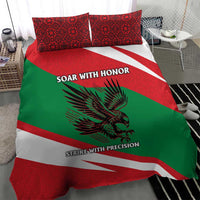 Oman Bedding Set with National Flag Colors and Falcon Soaring Graphic Design