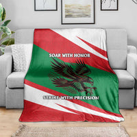 Oman Blanket with National Flag Colors and Falcon Soaring Graphic Design