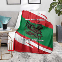 Oman Blanket with National Flag Colors and Falcon Soaring Graphic Design