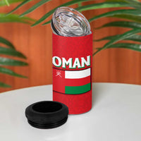 Oman 4 in 1 Can Cooler Tumbler with National Flag Colors and Falcon Soaring Graphic Design
