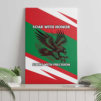 Oman Canvas Wall Art with National Flag Colors and Falcon Soaring Graphic Design
