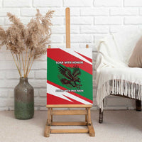 Oman Canvas Wall Art with National Flag Colors and Falcon Soaring Graphic Design