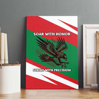 Oman Canvas Wall Art with National Flag Colors and Falcon Soaring Graphic Design