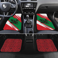 Oman Car Mats with National Flag Colors and Falcon Soaring Graphic Design