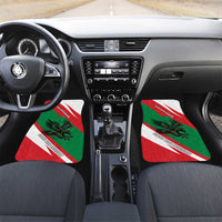 Oman Car Mats with National Flag Colors and Falcon Soaring Graphic Design